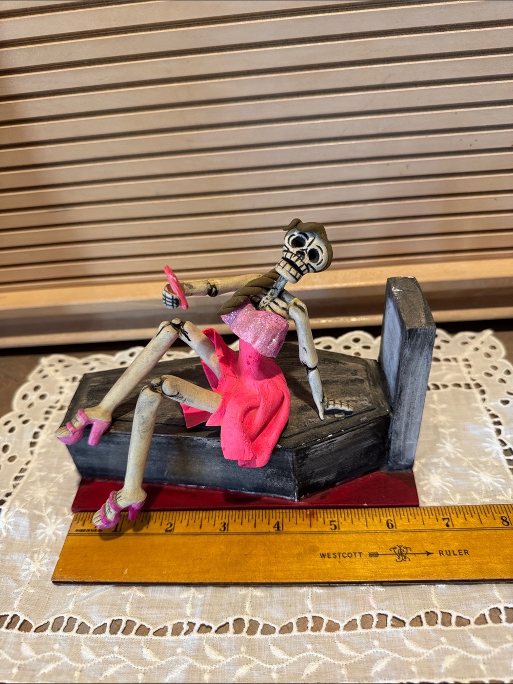 Dia de los Muertos Pink Skeleton Figurine Decorative Home Art